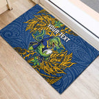 Personalised Parramatta Eels Rubber Doormat Polynesian Tribal Pattern With Rugby Eel Mascot Art