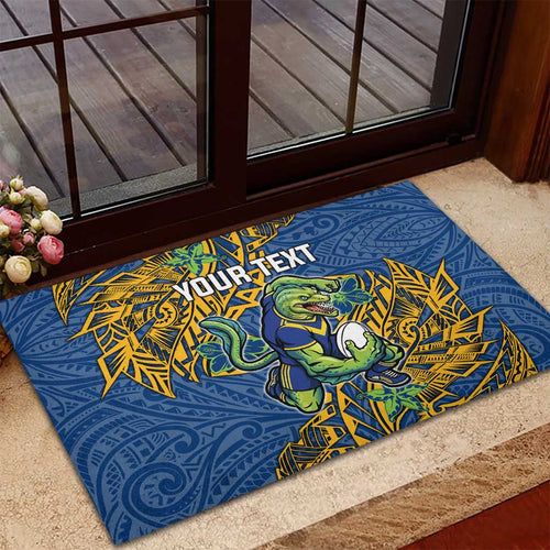 Personalised Parramatta Eels Rubber Doormat Polynesian Tribal Pattern With Rugby Eel Mascot Art