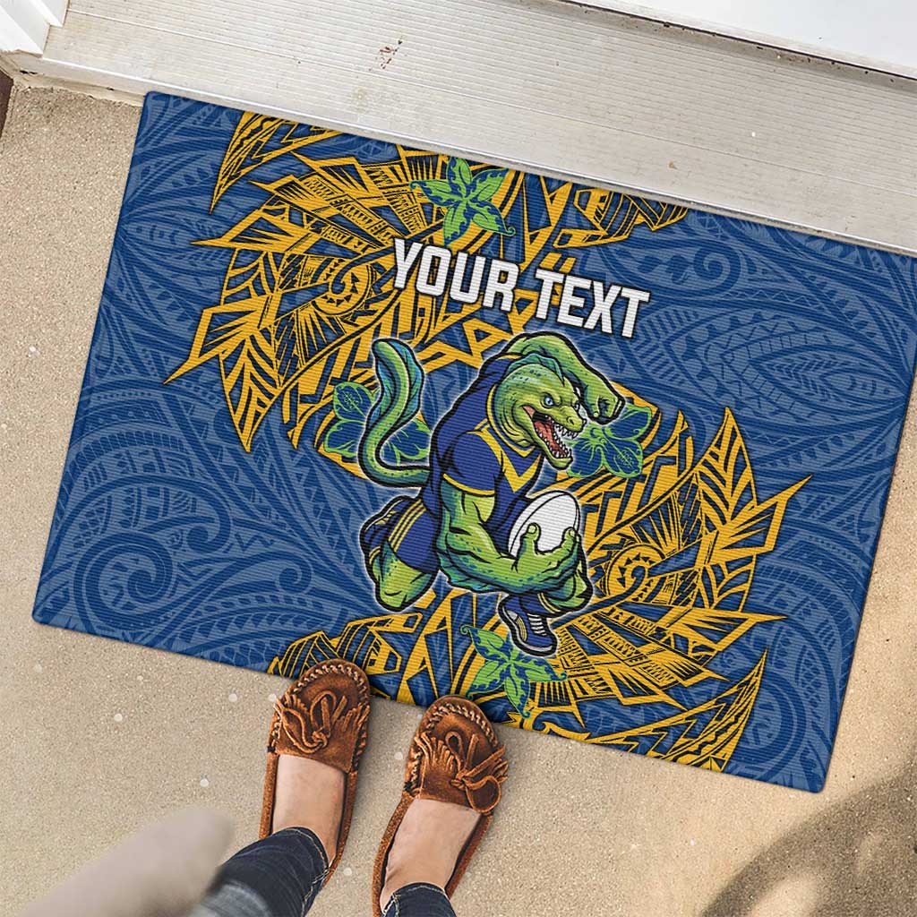 Personalised Parramatta Eels Rubber Doormat Polynesian Tribal Pattern With Rugby Eel Mascot Art