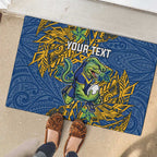 Personalised Parramatta Eels Rubber Doormat Polynesian Tribal Pattern With Rugby Eel Mascot Art
