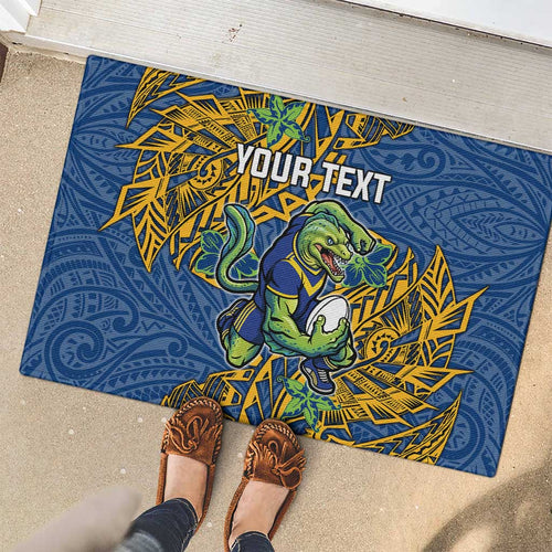 Personalised Parramatta Eels Rubber Doormat Polynesian Tribal Pattern With Rugby Eel Mascot Art
