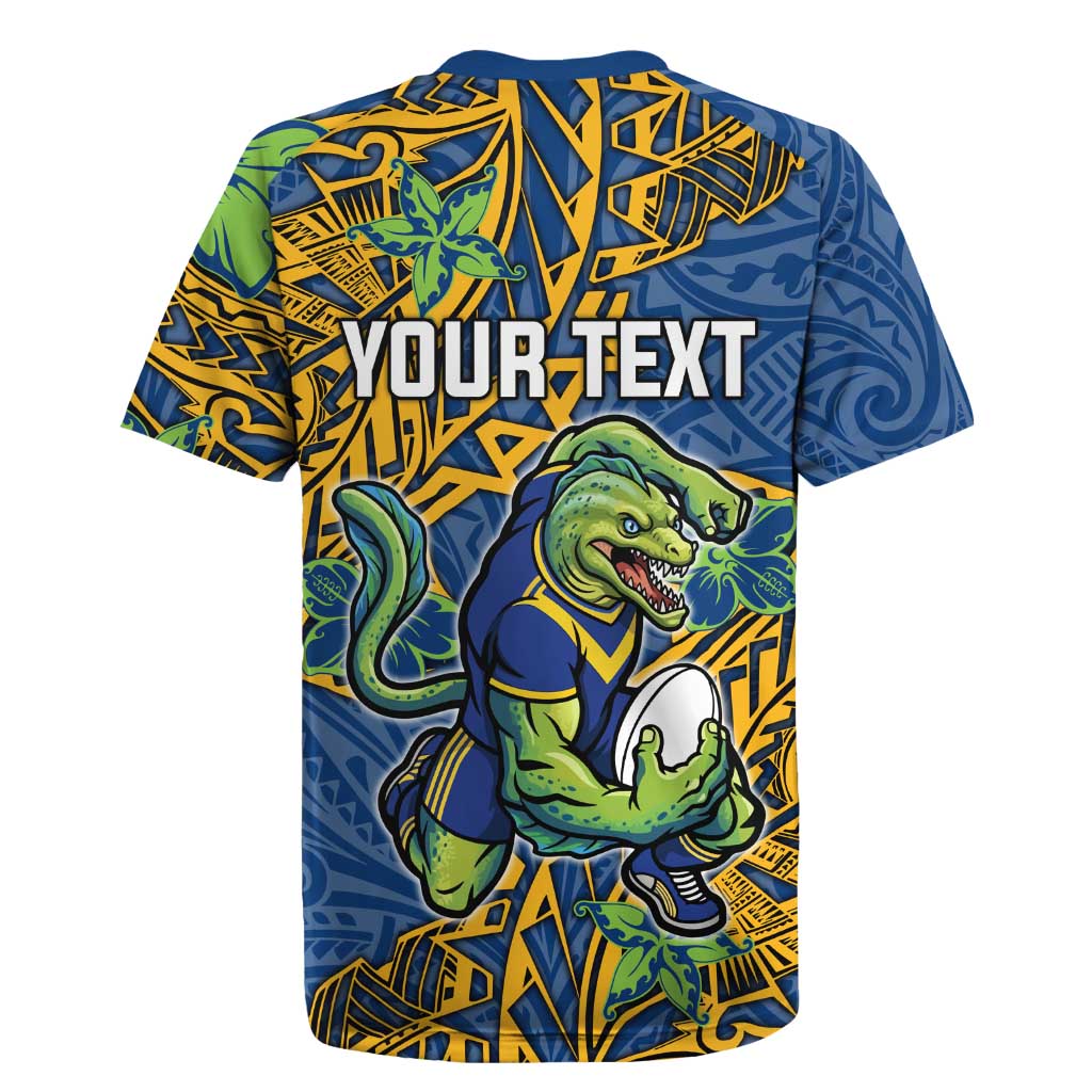 Personalised Parramatta Eels Rugby Jersey Polynesian Tribal Pattern With Rugby Eel Mascot Art
