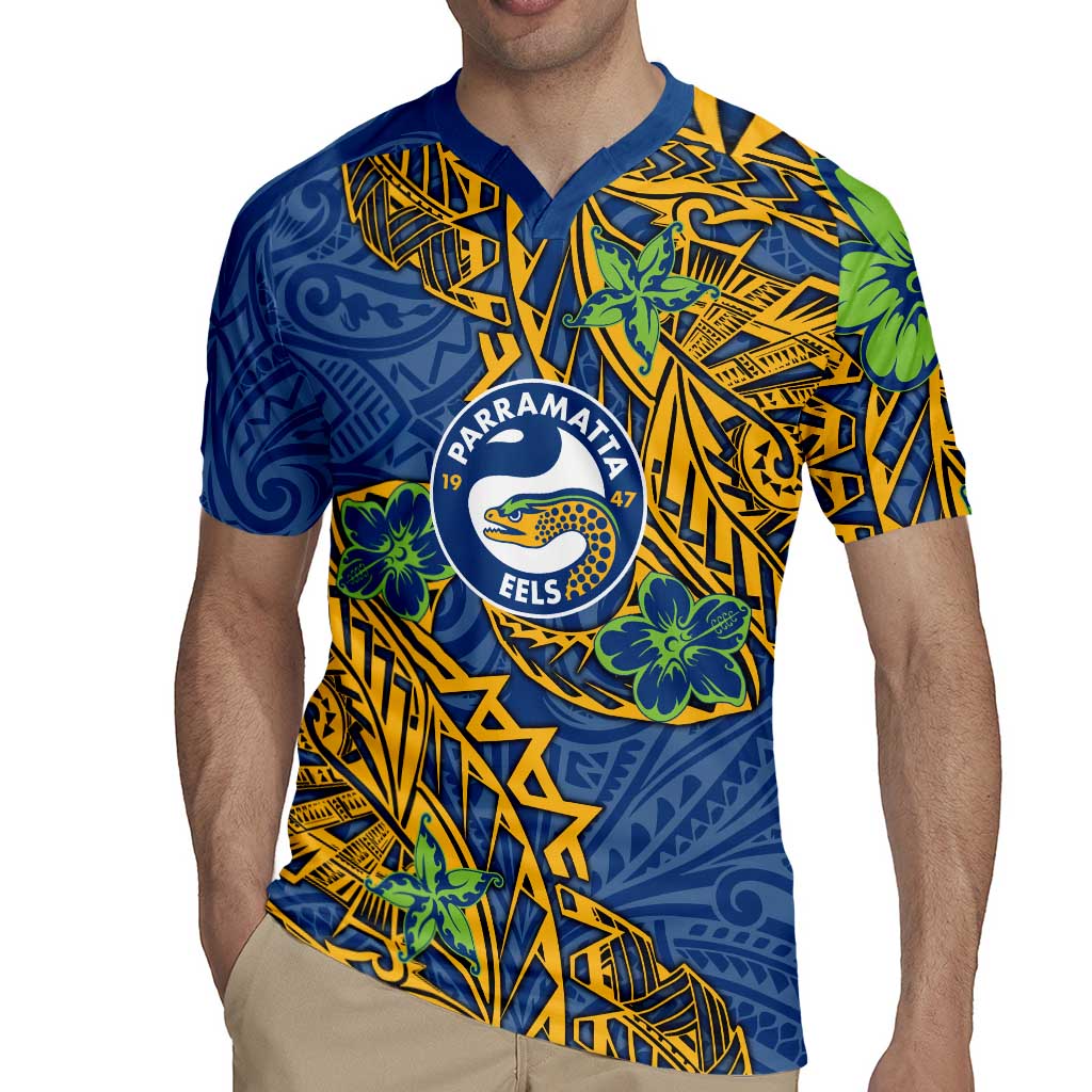 Personalised Parramatta Eels Rugby Jersey Polynesian Tribal Pattern With Rugby Eel Mascot Art