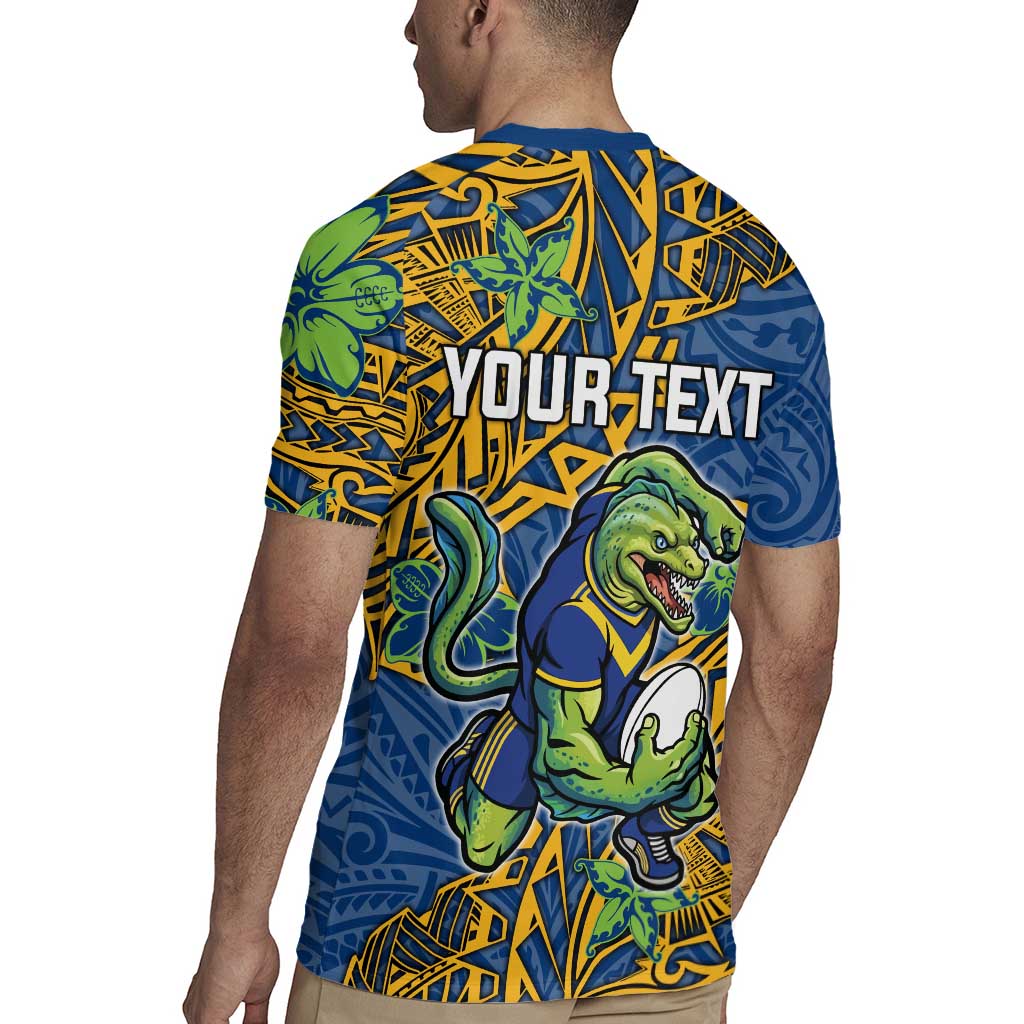 Personalised Parramatta Eels Rugby Jersey Polynesian Tribal Pattern With Rugby Eel Mascot Art