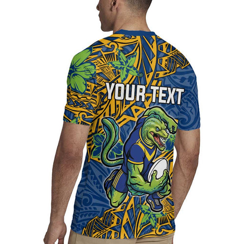 Personalised Parramatta Eels Rugby Jersey Polynesian Tribal Pattern With Rugby Eel Mascot Art