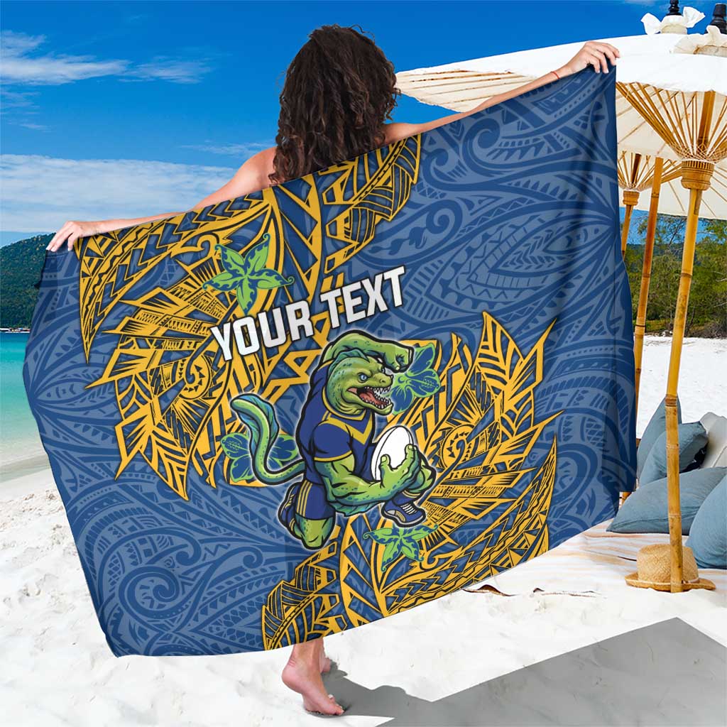 Personalised Parramatta Eels Sarong Polynesian Tribal Pattern With Rugby Eel Mascot Art