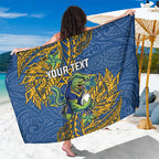 Personalised Parramatta Eels Sarong Polynesian Tribal Pattern With Rugby Eel Mascot Art