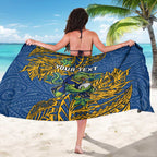 Personalised Parramatta Eels Sarong Polynesian Tribal Pattern With Rugby Eel Mascot Art