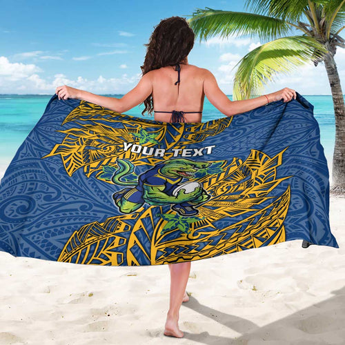 Personalised Parramatta Eels Sarong Polynesian Tribal Pattern With Rugby Eel Mascot Art