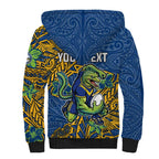 Personalised Parramatta Eels Sherpa Hoodie Polynesian Tribal Pattern With Rugby Eel Mascot Art