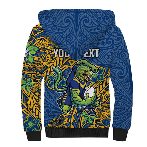 Personalised Parramatta Eels Sherpa Hoodie Polynesian Tribal Pattern With Rugby Eel Mascot Art