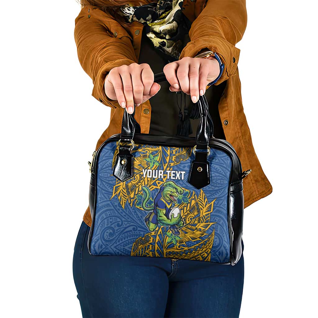 Personalised Parramatta Eels Shoulder Handbag Polynesian Tribal Pattern With Rugby Eel Mascot Art