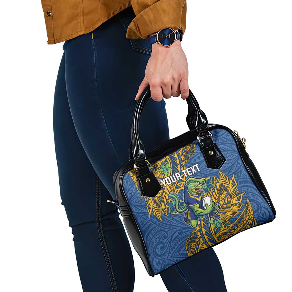 Personalised Parramatta Eels Shoulder Handbag Polynesian Tribal Pattern With Rugby Eel Mascot Art