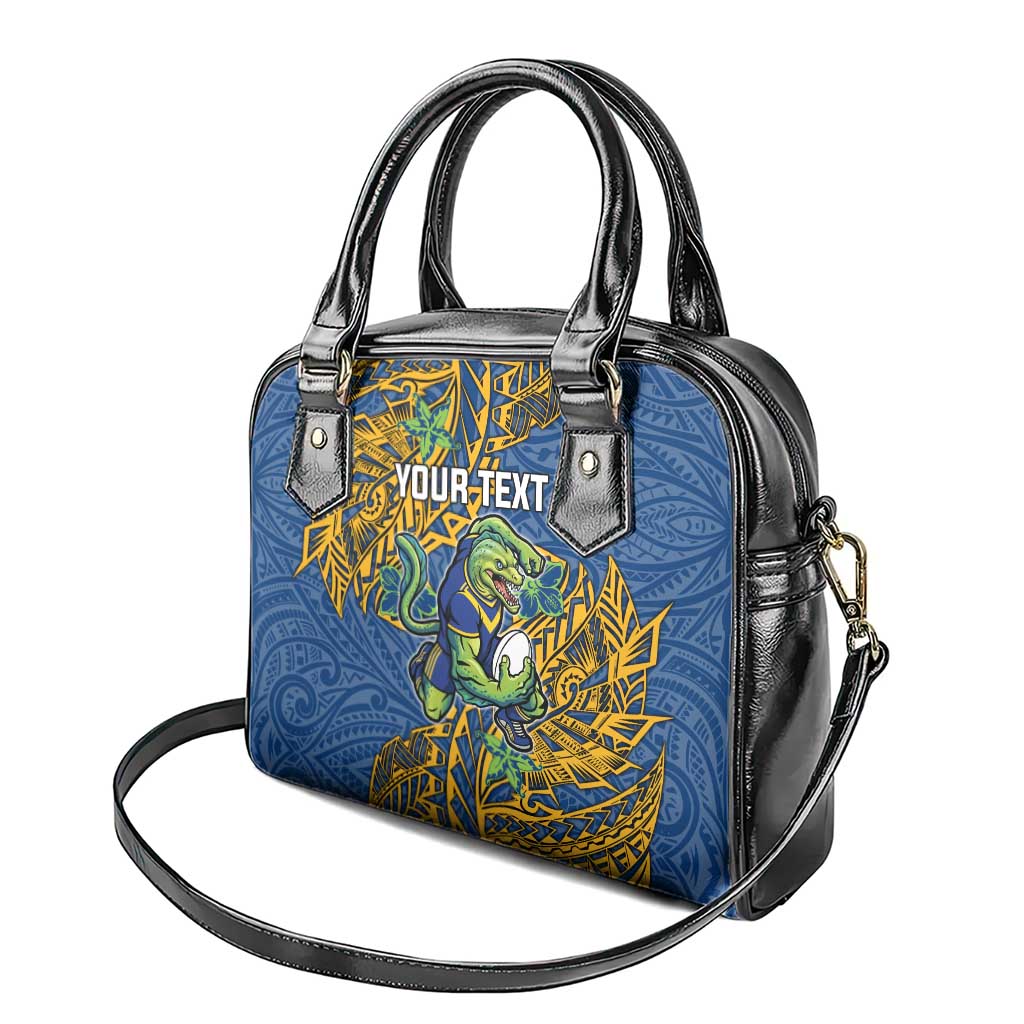 Personalised Parramatta Eels Shoulder Handbag Polynesian Tribal Pattern With Rugby Eel Mascot Art