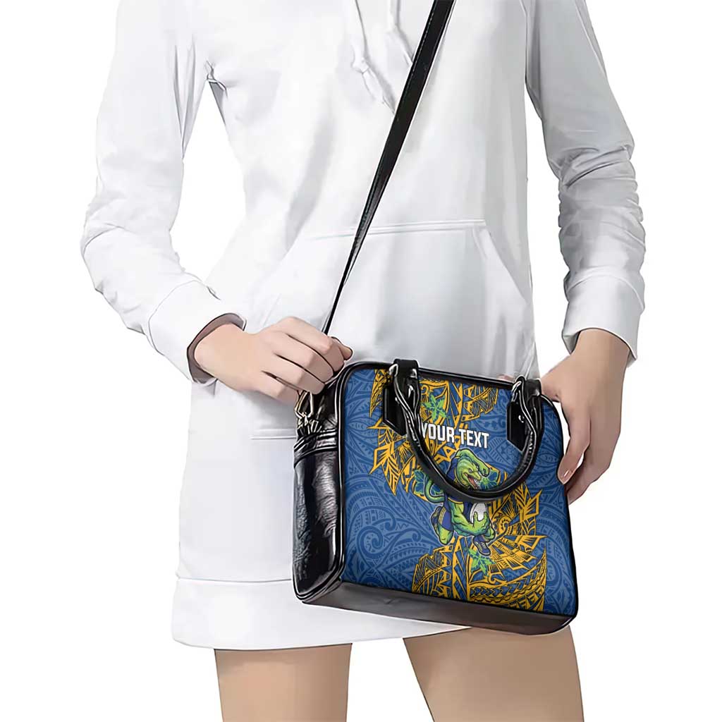 Personalised Parramatta Eels Shoulder Handbag Polynesian Tribal Pattern With Rugby Eel Mascot Art