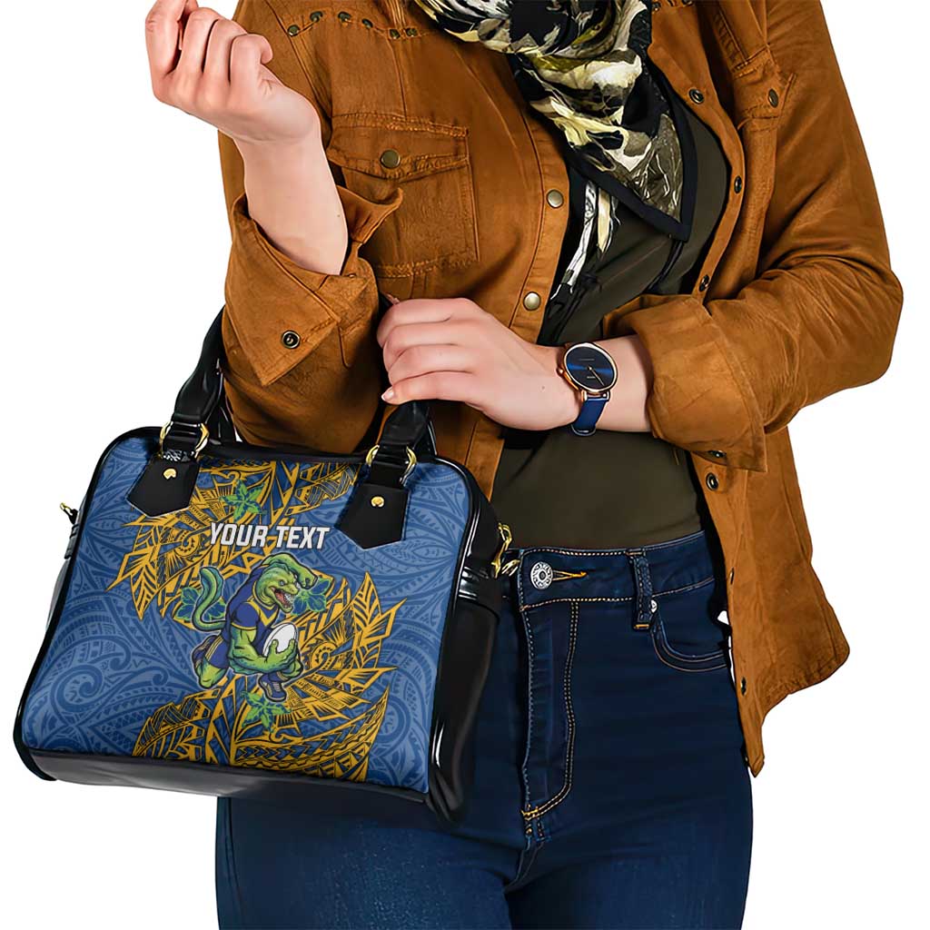 Personalised Parramatta Eels Shoulder Handbag Polynesian Tribal Pattern With Rugby Eel Mascot Art