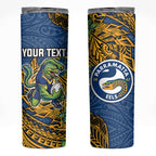 Personalised Parramatta Eels Skinny Tumbler Polynesian Tribal Pattern With Rugby Eel Mascot Art