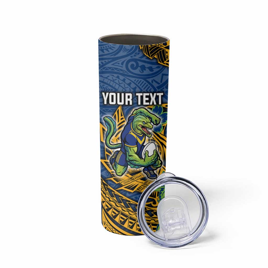Personalised Parramatta Eels Skinny Tumbler Polynesian Tribal Pattern With Rugby Eel Mascot Art