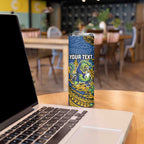 Personalised Parramatta Eels Skinny Tumbler Polynesian Tribal Pattern With Rugby Eel Mascot Art