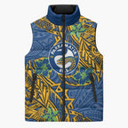 Personalised Parramatta Eels Sleeveless Puffer Jacket Polynesian Tribal Pattern With Rugby Eel Mascot Art