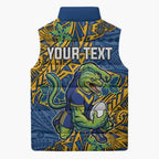 Personalised Parramatta Eels Sleeveless Puffer Jacket Polynesian Tribal Pattern With Rugby Eel Mascot Art