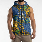 Personalised Parramatta Eels Sleeveless Zip Hoodie Polynesian Tribal Pattern With Rugby Eel Mascot Art