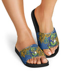 Personalised Parramatta Eels Slide Sandals Polynesian Tribal Pattern With Rugby Eel Mascot Art