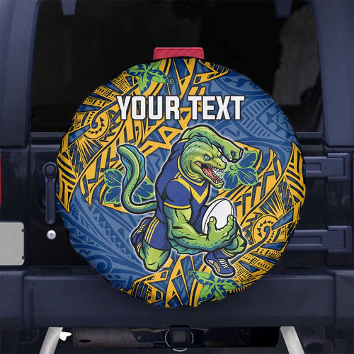 Personalised Parramatta Eels Spare Tire Cover Polynesian Tribal Pattern With Rugby Eel Mascot Art
