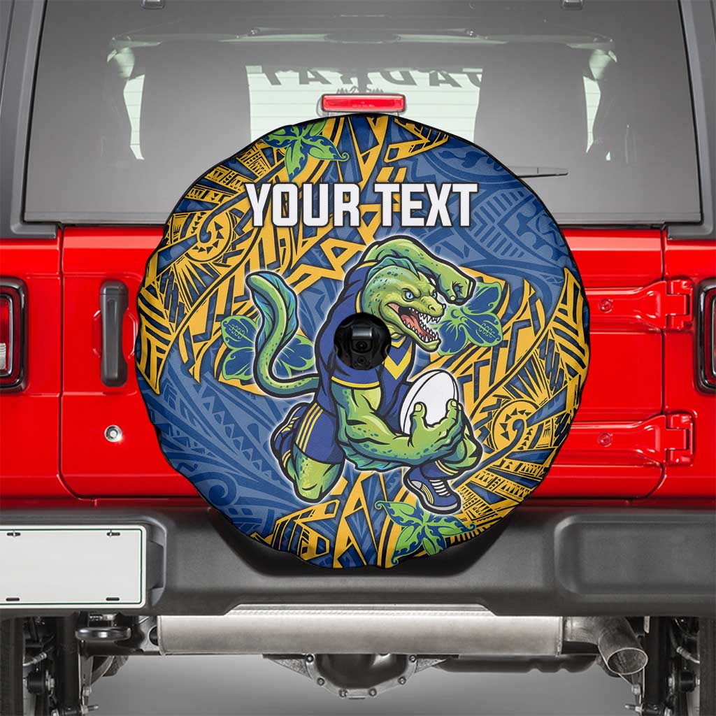 Personalised Parramatta Eels Spare Tire Cover Polynesian Tribal Pattern With Rugby Eel Mascot Art