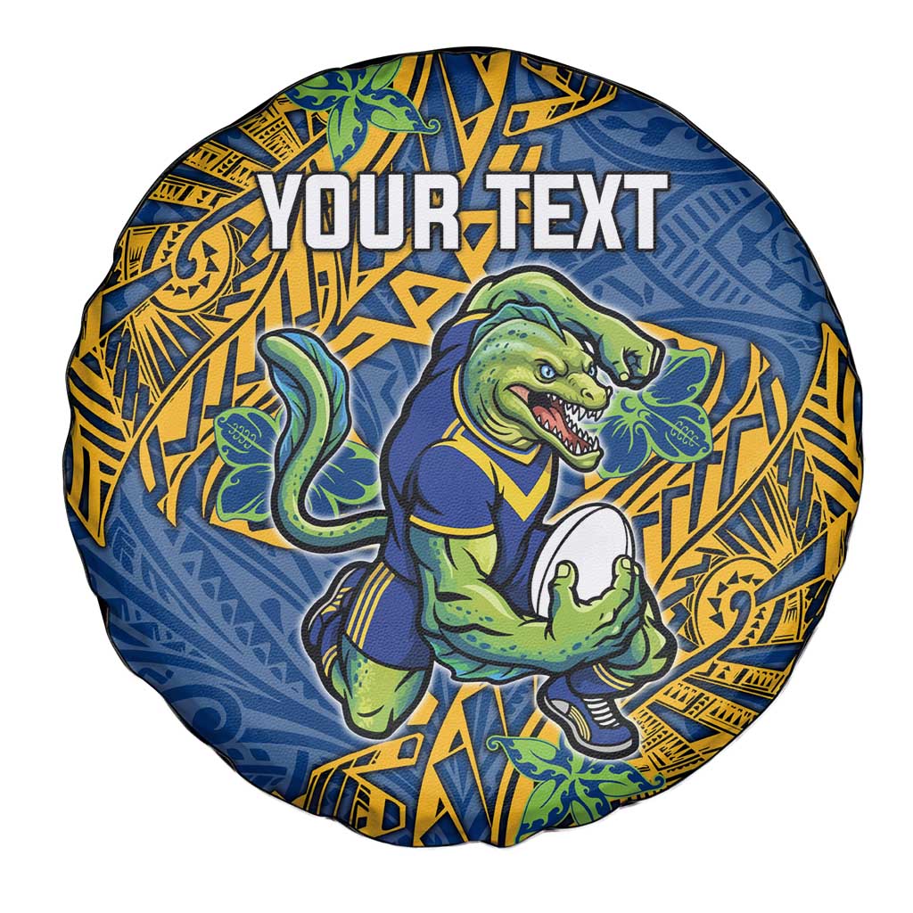 Personalised Parramatta Eels Spare Tire Cover Polynesian Tribal Pattern With Rugby Eel Mascot Art
