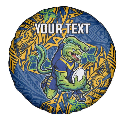 Personalised Parramatta Eels Spare Tire Cover Polynesian Tribal Pattern With Rugby Eel Mascot Art