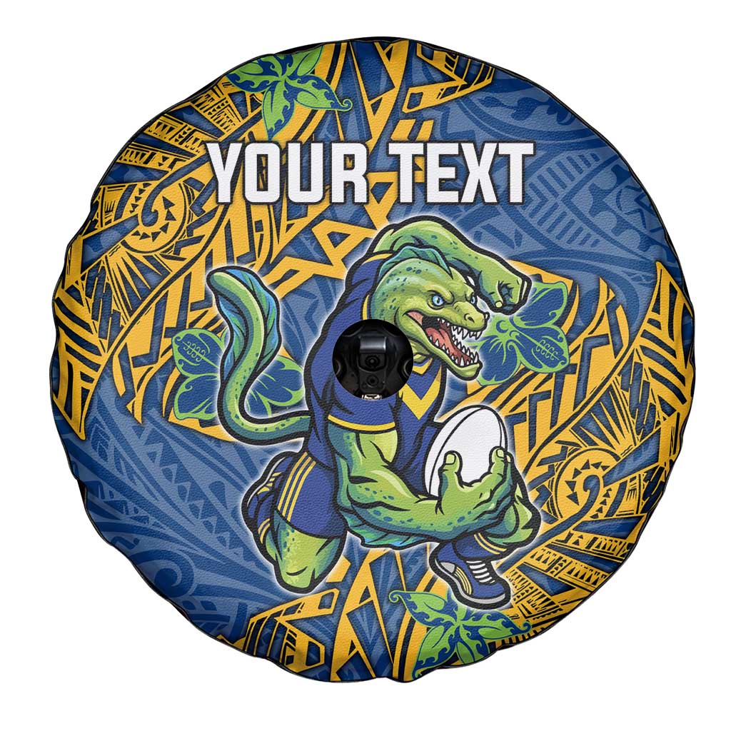Personalised Parramatta Eels Spare Tire Cover Polynesian Tribal Pattern With Rugby Eel Mascot Art