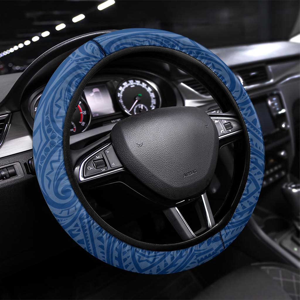 Parramatta Eels Steering Wheel Cover Polynesian Tribal Pattern With Rugby Eel Mascot Art