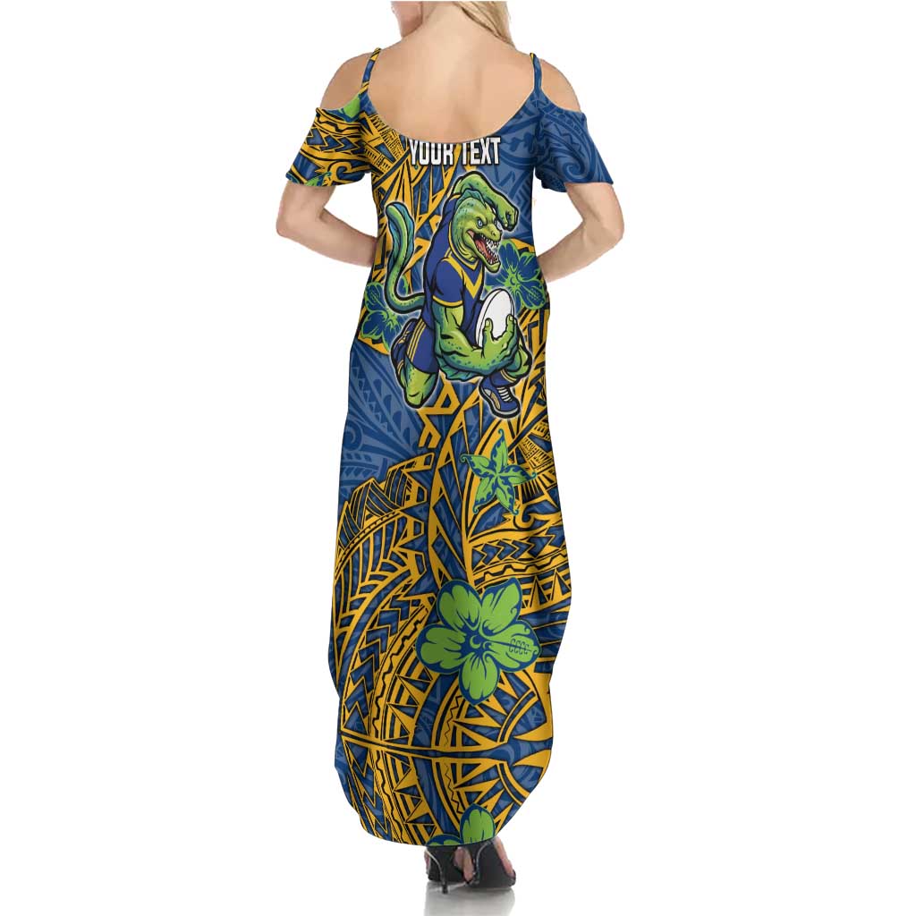 Personalised Parramatta Eels Summer Maxi Dress Polynesian Tribal Pattern With Rugby Eel Mascot Art