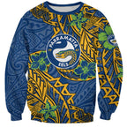 Personalised Parramatta Eels Sweatshirt Polynesian Tribal Pattern With Rugby Eel Mascot Art