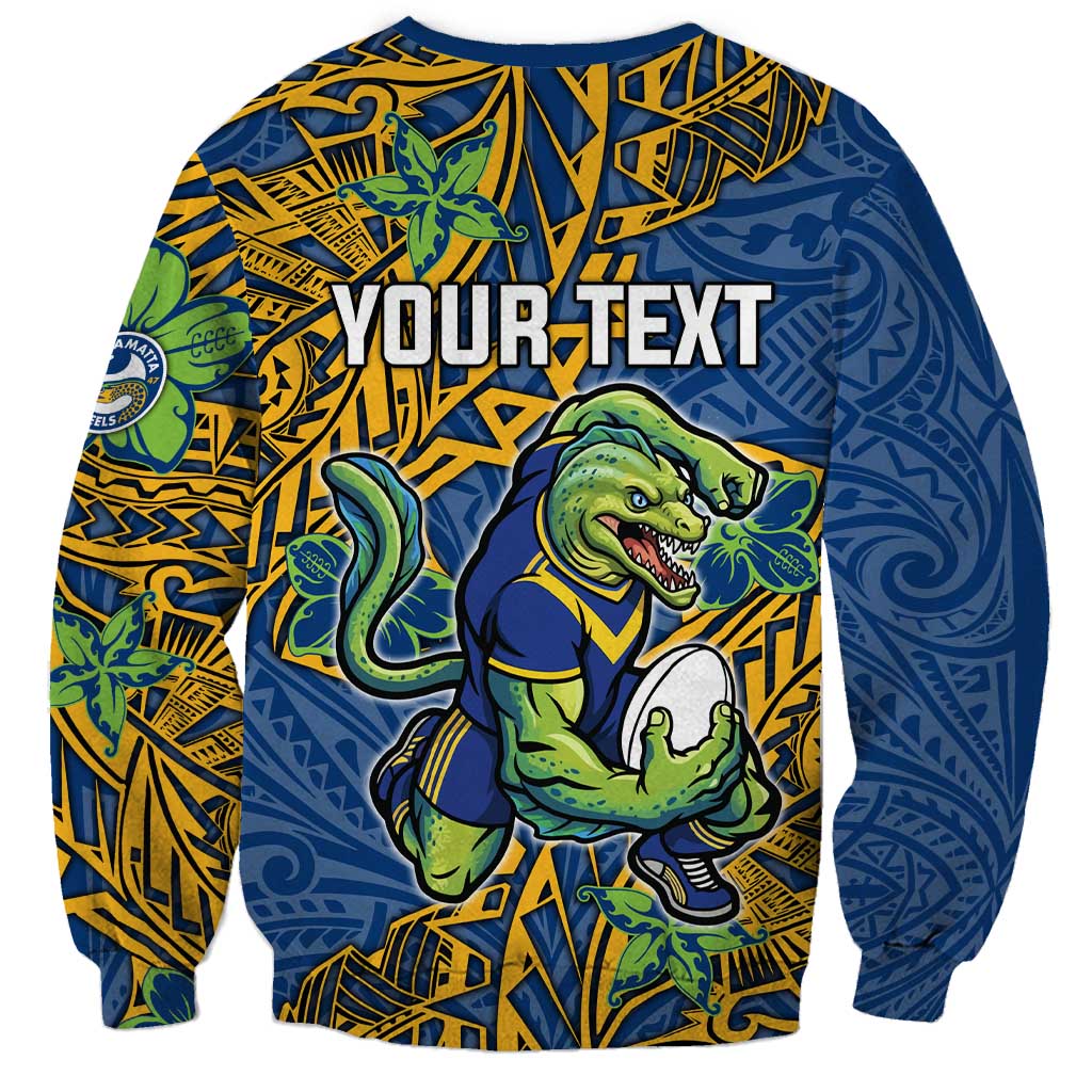 Personalised Parramatta Eels Sweatshirt Polynesian Tribal Pattern With Rugby Eel Mascot Art