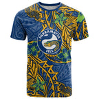 Personalised Parramatta Eels T Shirt Polynesian Tribal Pattern With Rugby Eel Mascot Art