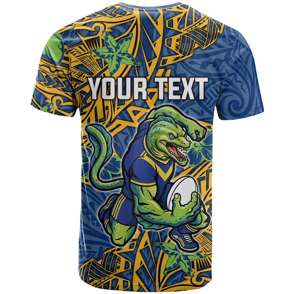 Personalised Parramatta Eels T Shirt Polynesian Tribal Pattern With Rugby Eel Mascot Art