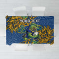Personalised Parramatta Eels Tablecloth Polynesian Tribal Pattern With Rugby Eel Mascot Art