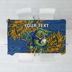 Personalised Parramatta Eels Tablecloth Polynesian Tribal Pattern With Rugby Eel Mascot Art