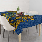 Personalised Parramatta Eels Tablecloth Polynesian Tribal Pattern With Rugby Eel Mascot Art