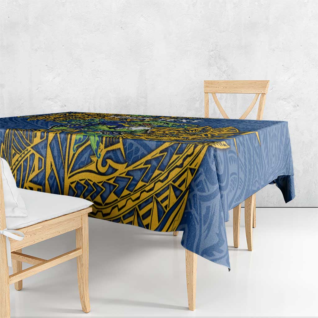 Personalised Parramatta Eels Tablecloth Polynesian Tribal Pattern With Rugby Eel Mascot Art