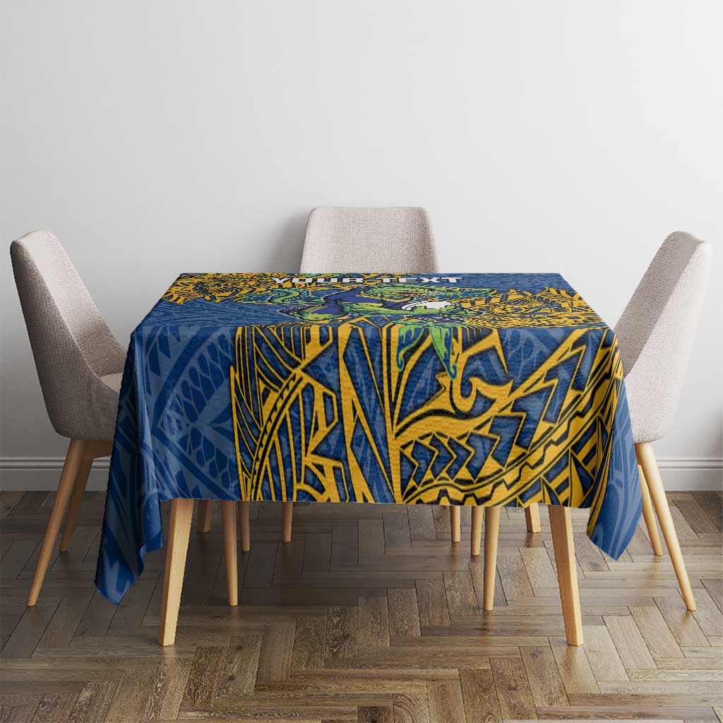 Personalised Parramatta Eels Tablecloth Polynesian Tribal Pattern With Rugby Eel Mascot Art