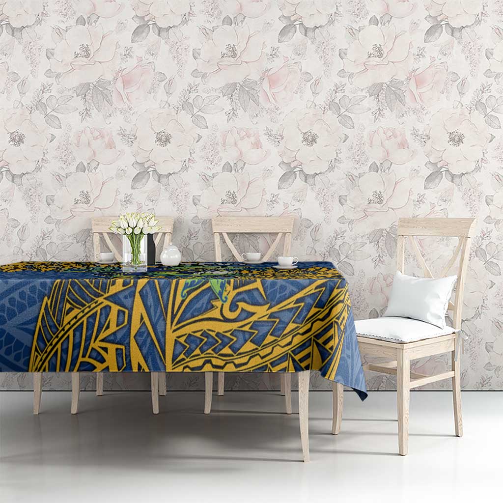 Personalised Parramatta Eels Tablecloth Polynesian Tribal Pattern With Rugby Eel Mascot Art