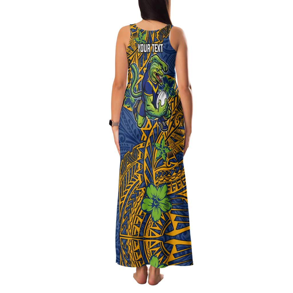 Personalised Parramatta Eels Tank Maxi Dress Polynesian Tribal Pattern With Rugby Eel Mascot Art
