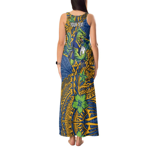 Personalised Parramatta Eels Tank Maxi Dress Polynesian Tribal Pattern With Rugby Eel Mascot Art