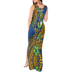 Personalised Parramatta Eels Tank Maxi Dress Polynesian Tribal Pattern With Rugby Eel Mascot Art