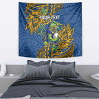 Personalised Parramatta Eels Tapestry Polynesian Tribal Pattern With Rugby Eel Mascot Art
