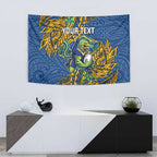 Personalised Parramatta Eels Tapestry Polynesian Tribal Pattern With Rugby Eel Mascot Art