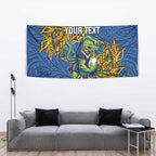 Personalised Parramatta Eels Tapestry Polynesian Tribal Pattern With Rugby Eel Mascot Art